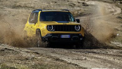 Vista anteriore Jeep Renegade Trailhawk in off road