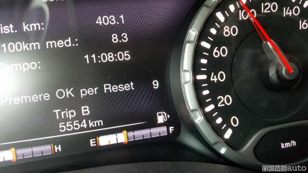 Tachimetro e display digitale sulla Jeep Renegade