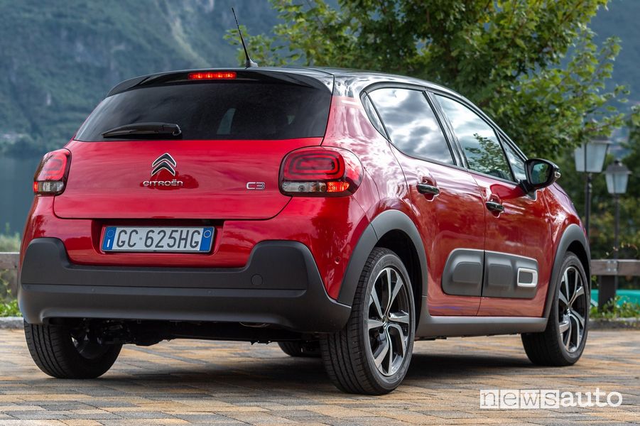 Vista posteriore nuova Citroën C3