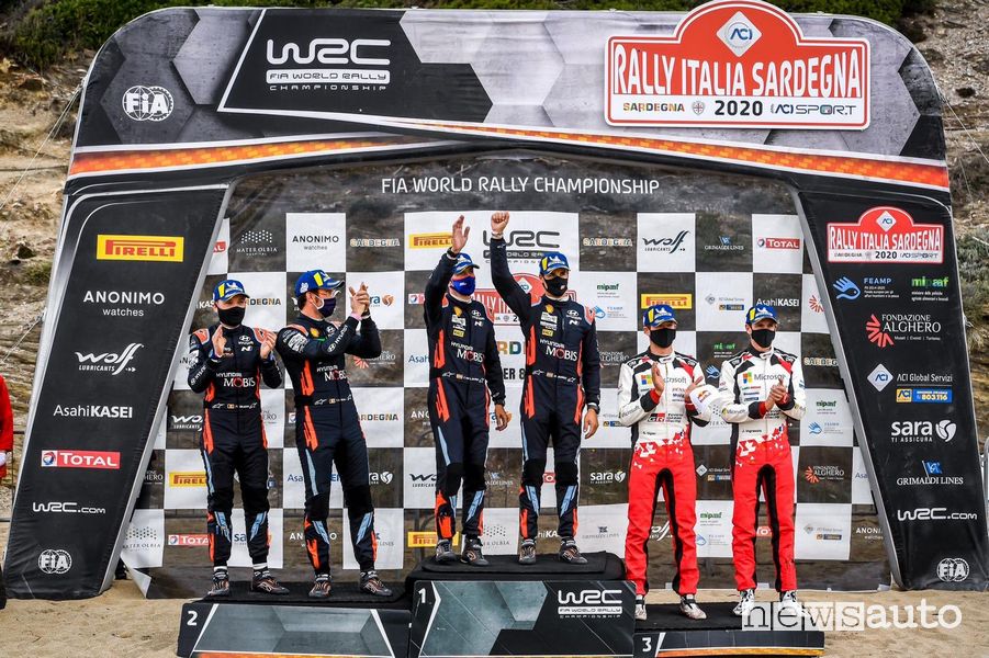 Podio finale del Rally d'Italia in Sardegna 2020