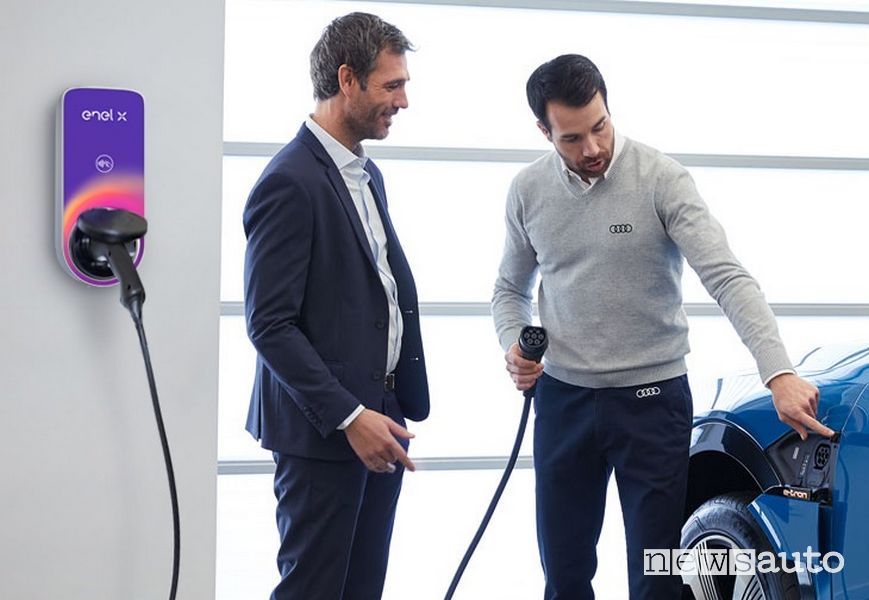 Audi Enel X e ricarica a casa con JuiceBox a 22 kW in AC