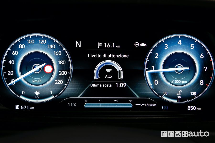 ADAS rivelamento stanchezza cruscotto nuova Hyundai i20