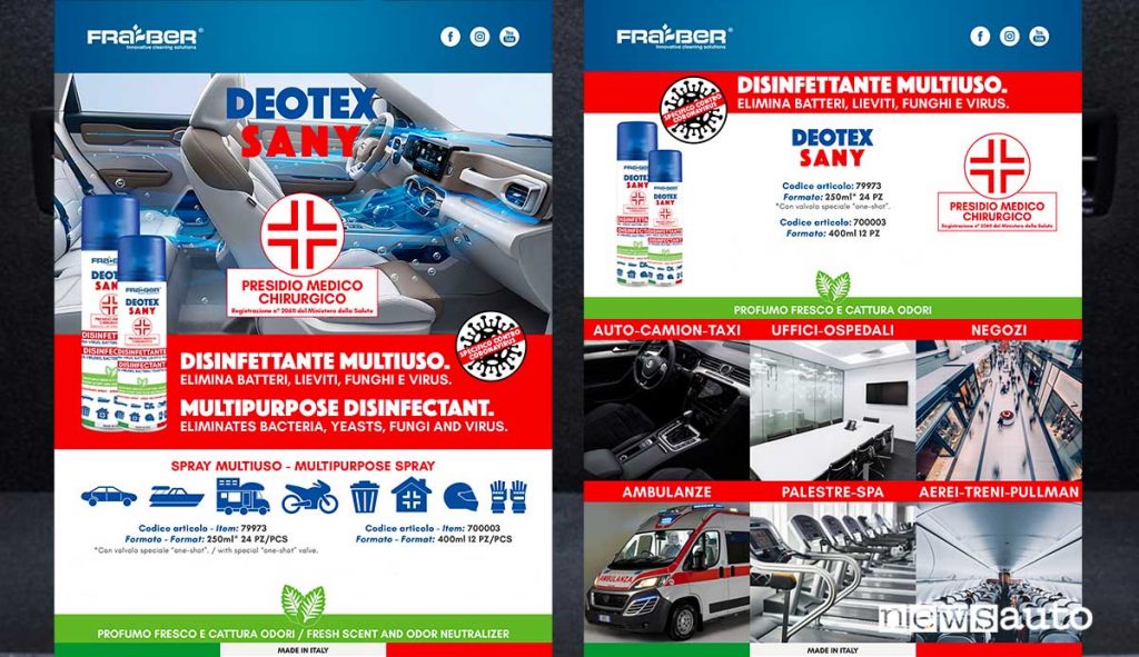 Disinfettante multiuso Deotex Sany in bomboletta con valvola “one-shot”
