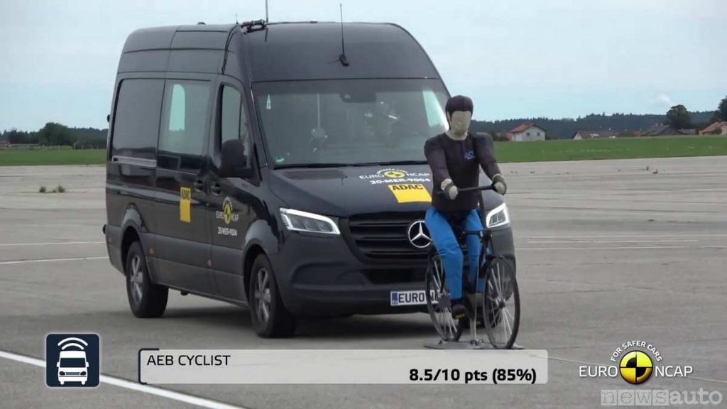 Test AEB ciclista euro ncap Furgoni Mercedes Sprinter