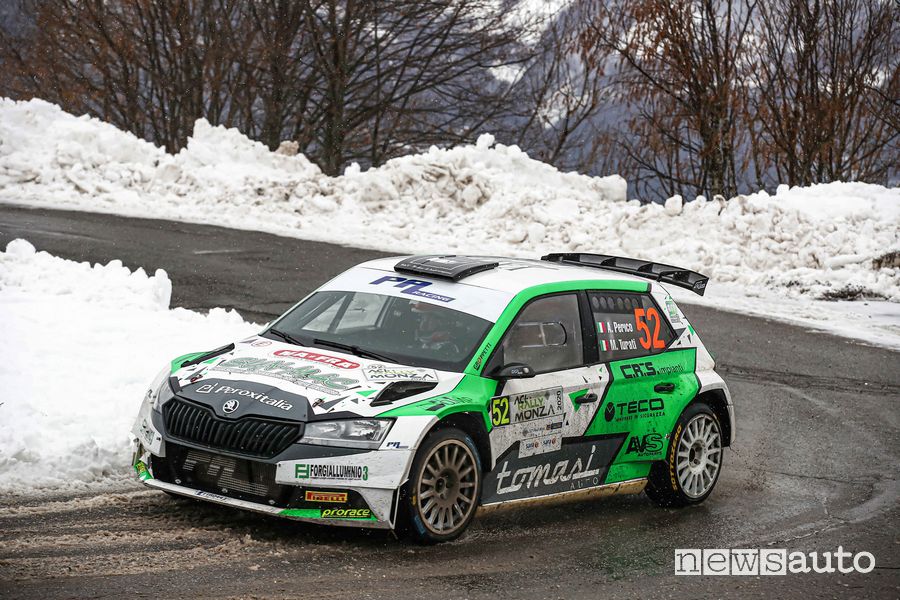 Allessando Perico su Škoda Fabia Rally2 evo, primo degli italiani al rally Monza 2020