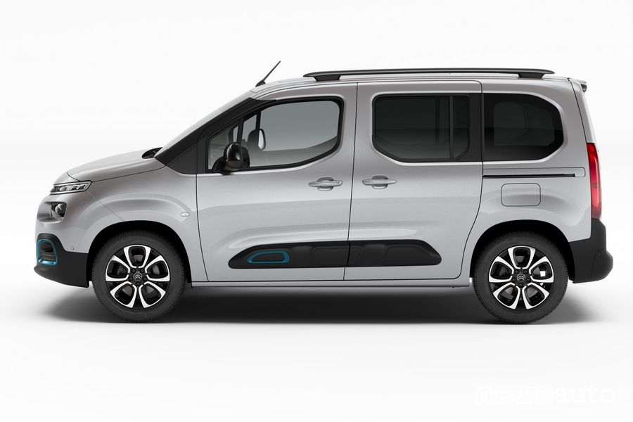 Vista laterale Citroën ë-Berlingo elettrico