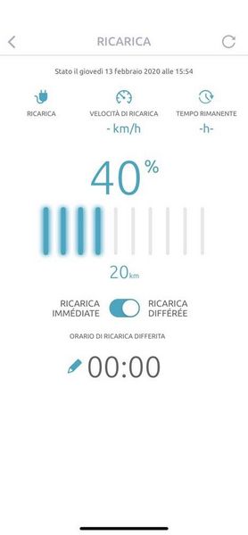 Schermata "ricarica" sull'app MyCitroën ricarica auto elettrica