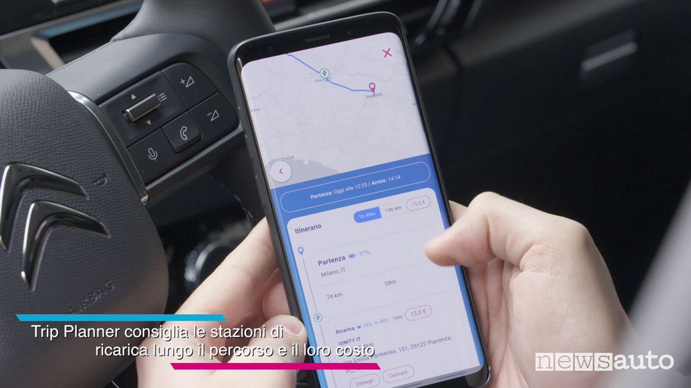 funzione Trip Planner sull'App Free2Move