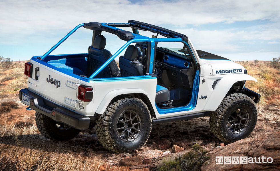 Vista posteriore Jeep Magneto BEV concept elettrico