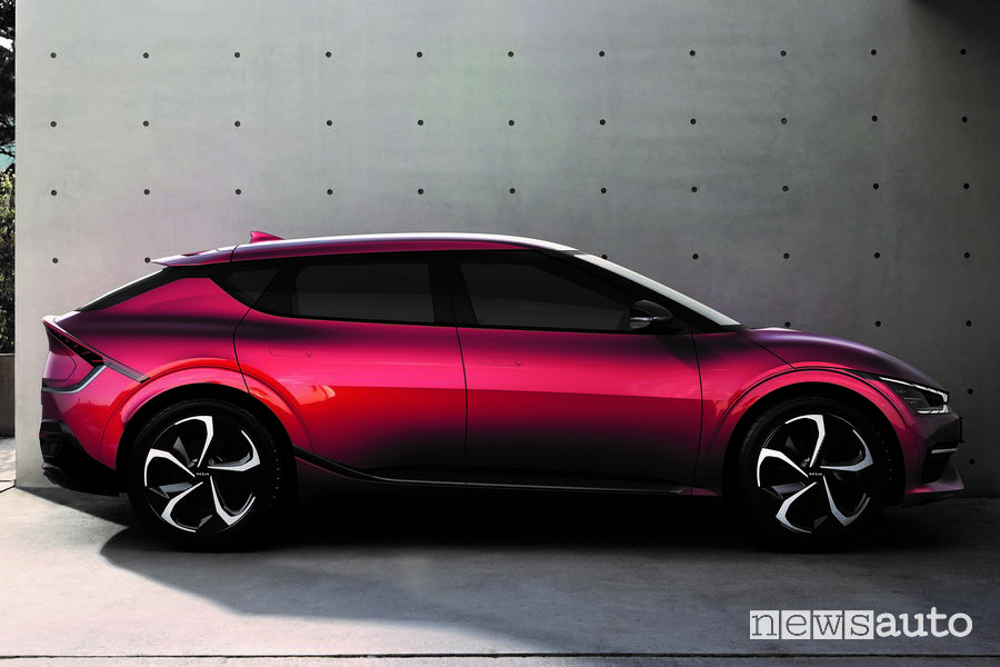 Vista laterale Kia EV6 GT Line elettrica