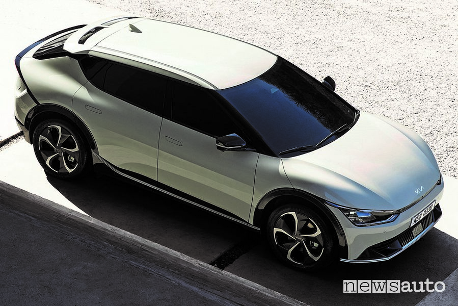 Vista dall'alto Kia EV6 elettrica