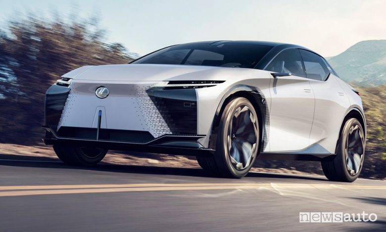 Vista di profilo Lexus concept LF-Z Electrified in movimento