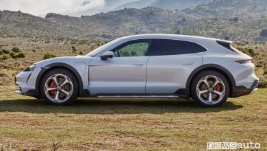 Vista laterale Porsche Taycan Cross Turismo