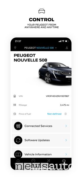 Pannello di controllo app MyPeugeot