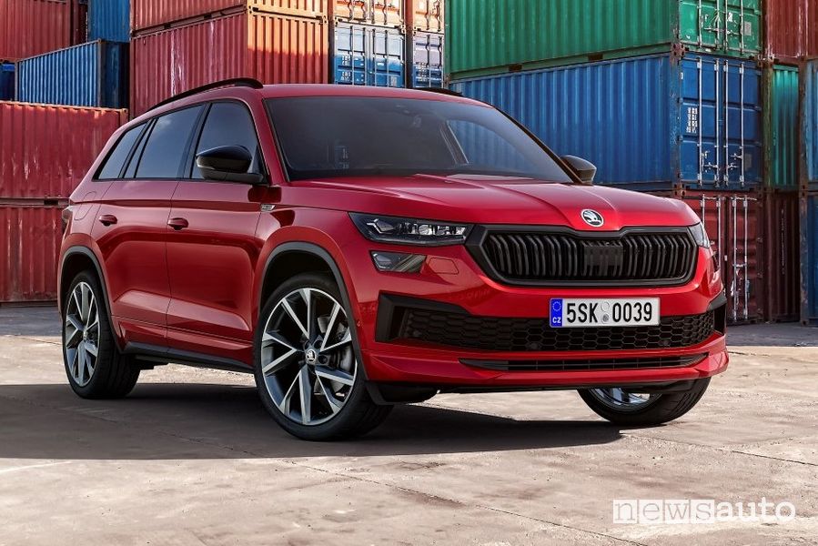 Vista di profilo nuova Skoda Kodiaq Sportline