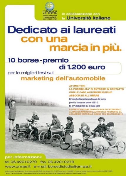 Locandina Borsa di Studio UNRAE 2021