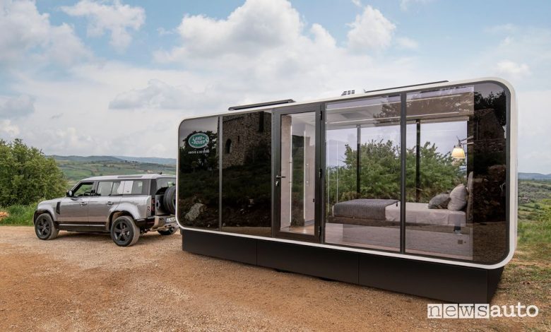 Vista laterale Land Rover Defender Eco Home