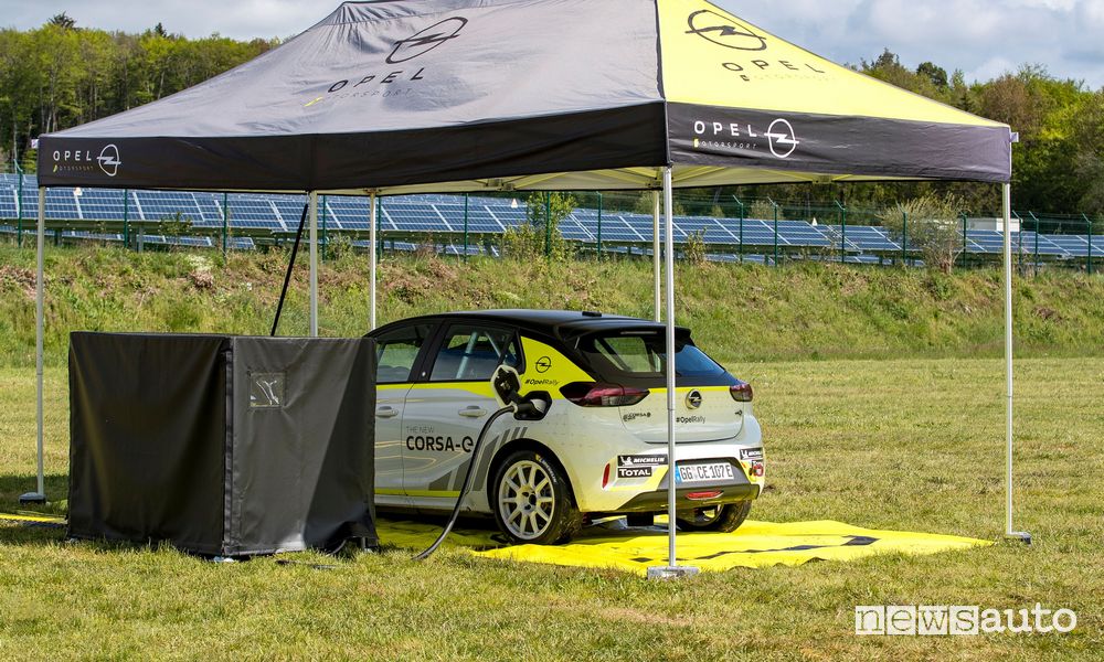 ricarica Opel Corsa-e nei rally