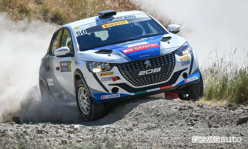 Andrea Nucita e la Peugeot 208 Rally4 al Rally di San Marino 2021