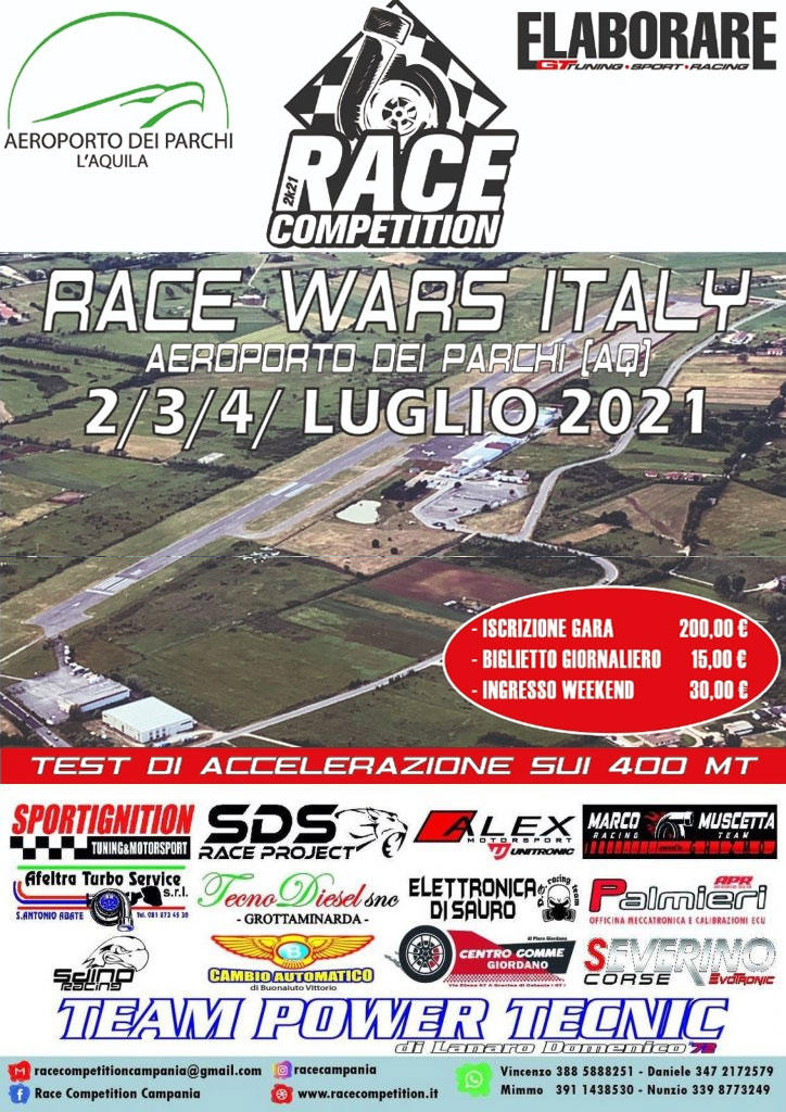 Data gara di accelerazione a l'Aquila il 2/4 Luglio