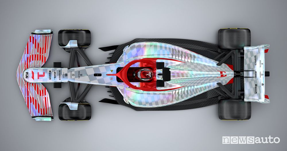 Vista dall'alto della nuova monoposto F1 2022