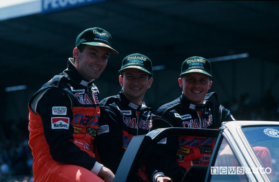 Piloti equipaggio Mazda Le Mans 1991: Bertrand Gachot, Volker Weidler e Johnny Herbert