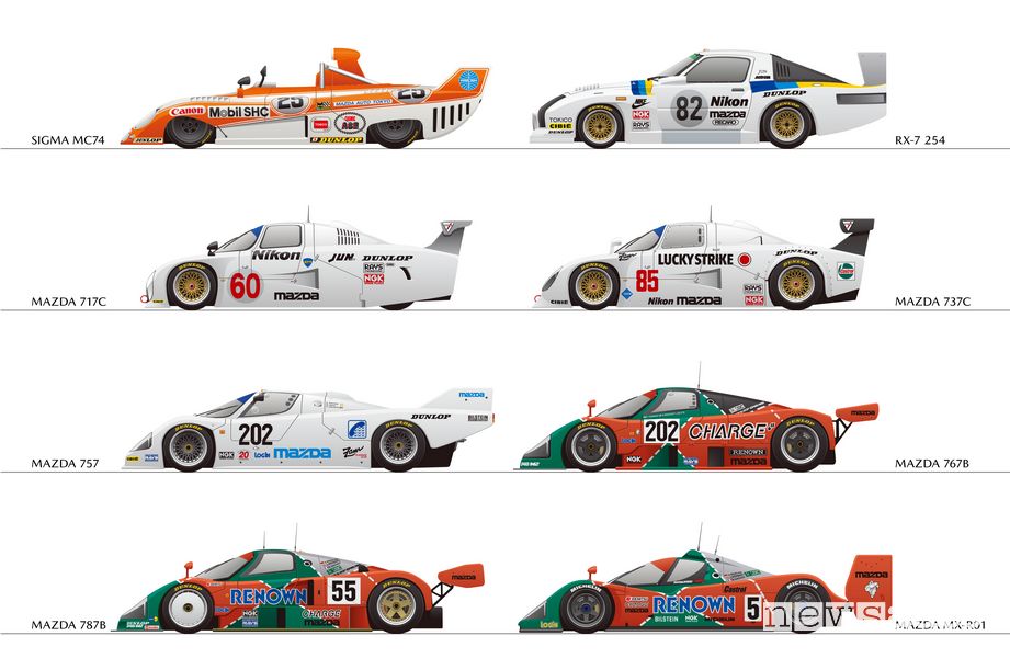 auto da competizione Mazda che hanno partecipato alla 27 Ore di Le Mans