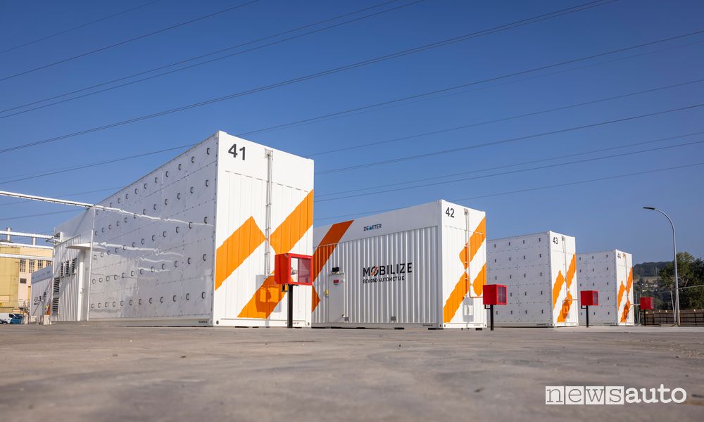 container stoccaggio energia batterie auto elettriche