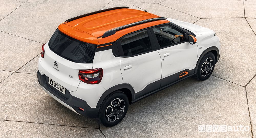 Vista posteriore nuova Citroën C3 India