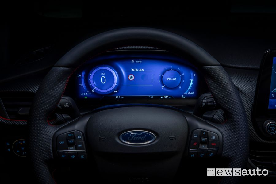 Quadro strumenti digitale 12" abitacolo nuova Ford Fiesta ST