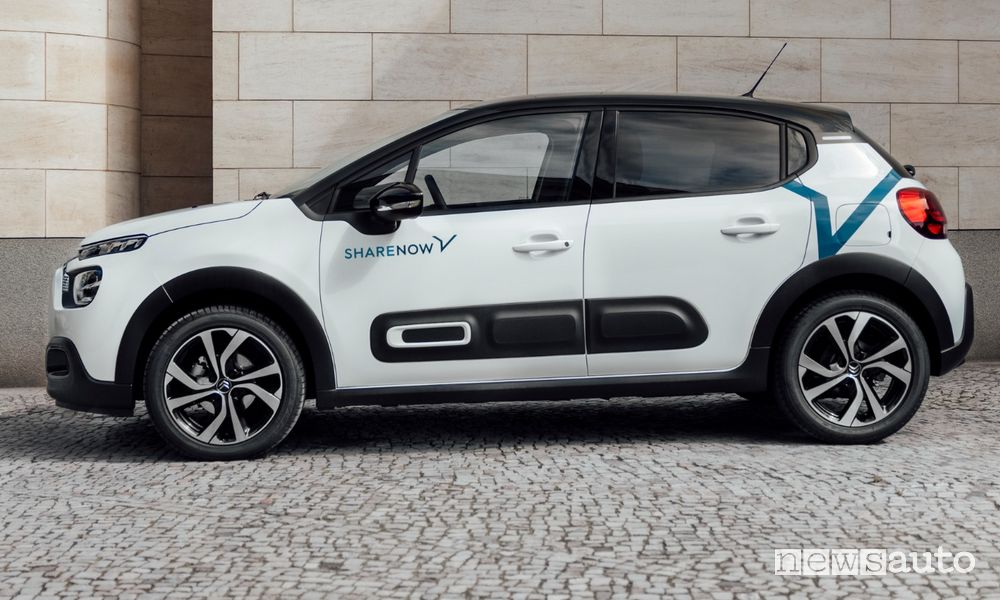 flotta di Share Now 1.200 nuove Citroën C3 car sharing