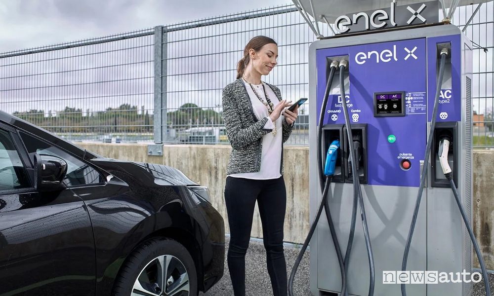 Aumento prezzi per ricarica auto elettrica elettrica Enel