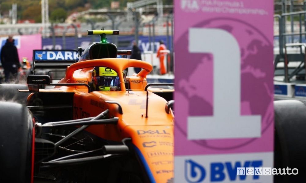 McLaren Lando Norris pole griglia di partenza Gp di Russia F1