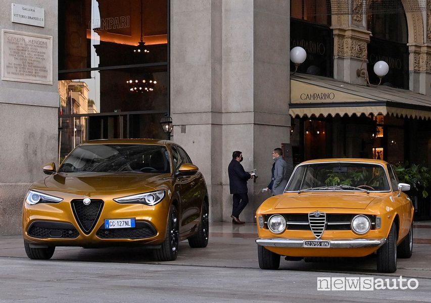 Alfa Romeo Stelvio GT Junior serie speciale con la Giulia 1300 Junior a Milano