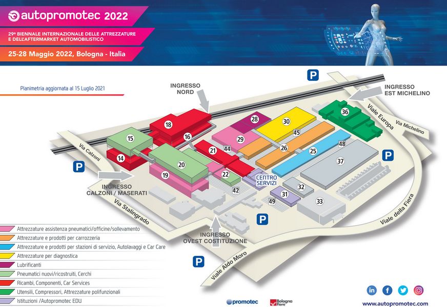 Mappa padiglioni Autopromotec 2022