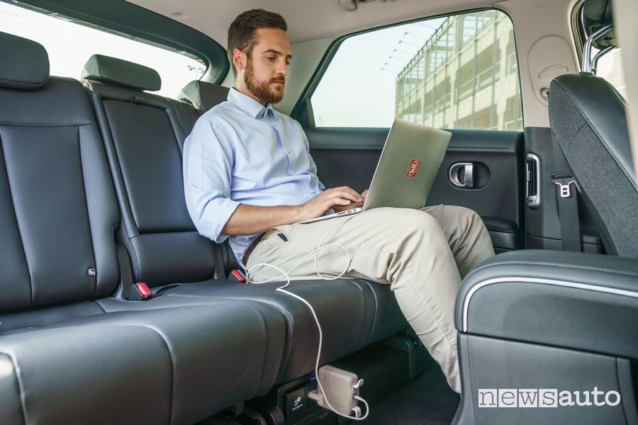 Fila posteriore "ufficio mobile" abitacolo Hyundai Ioniq 5