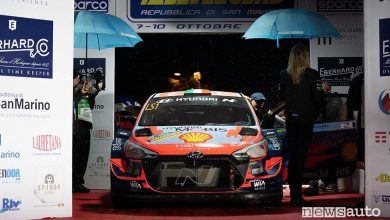 Rallylegend 2021 partenza Miki Biasion sulla Hyundai i20 WRC Plus