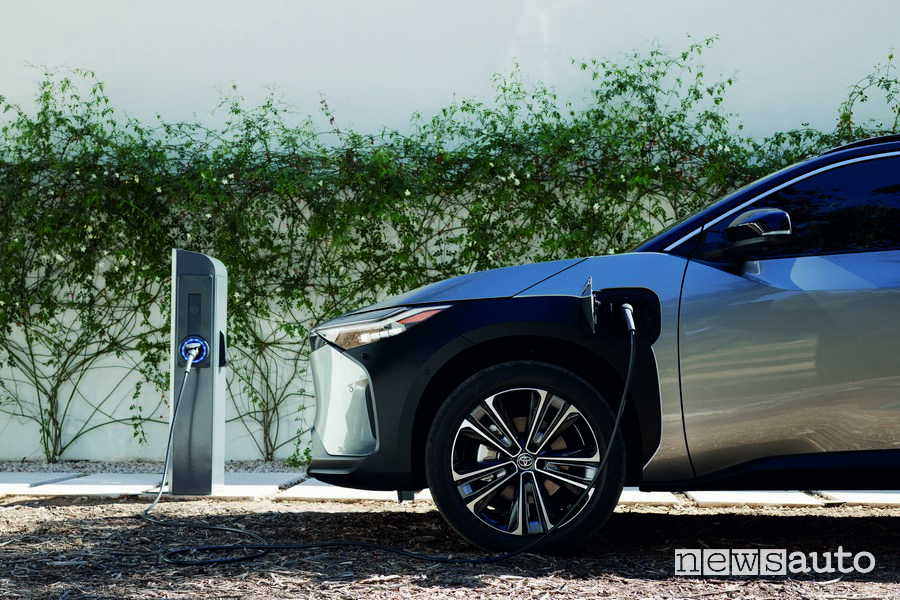 Toyota elettrica bZ4X in ricarica