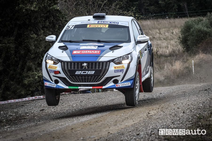 Andrea e Giuseppe Nucita al Rally Liburna Terra 2021 con la Peugeot 208 Rally 4