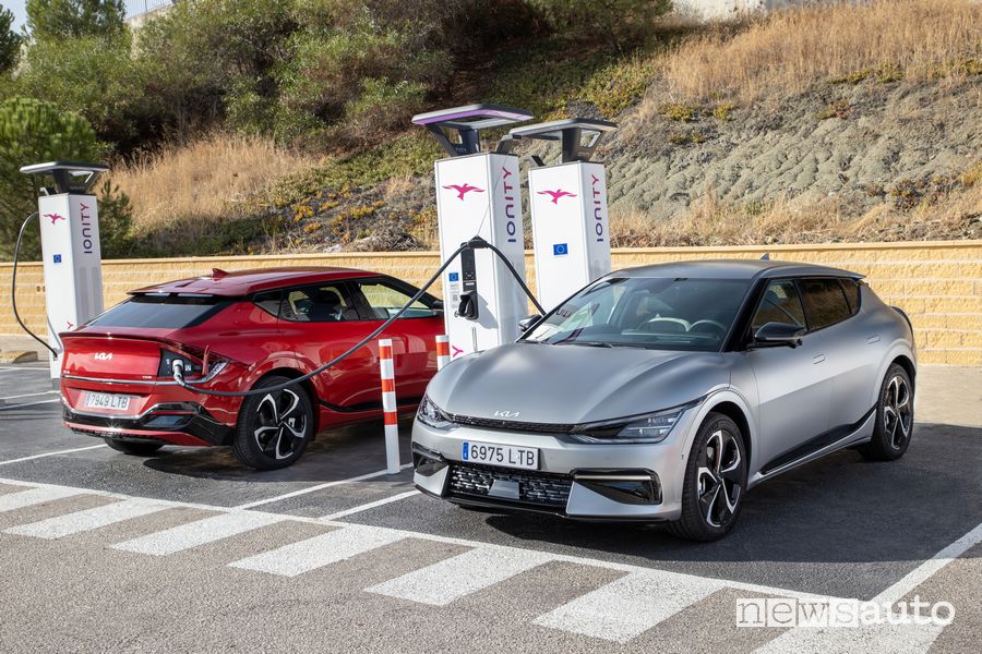 Kia EV6 elettrica GT Line in ricarica Ionity