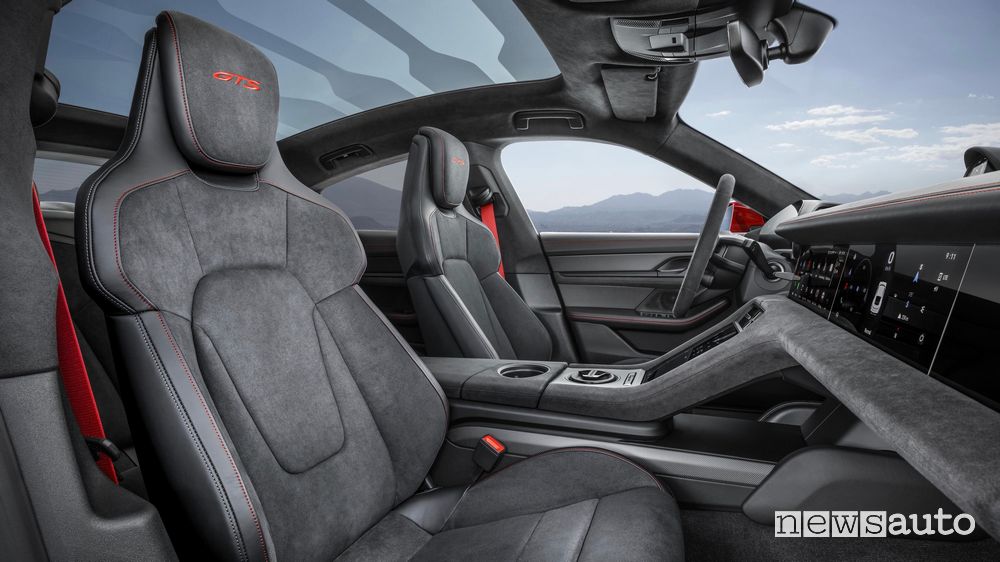 Sedili anteriori abitacolo Porsche Taycan GTS