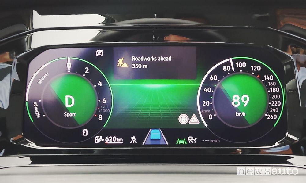 Quadro Volkswagen Golf info tecnologia Car2X sull'A4 Torino-Milano