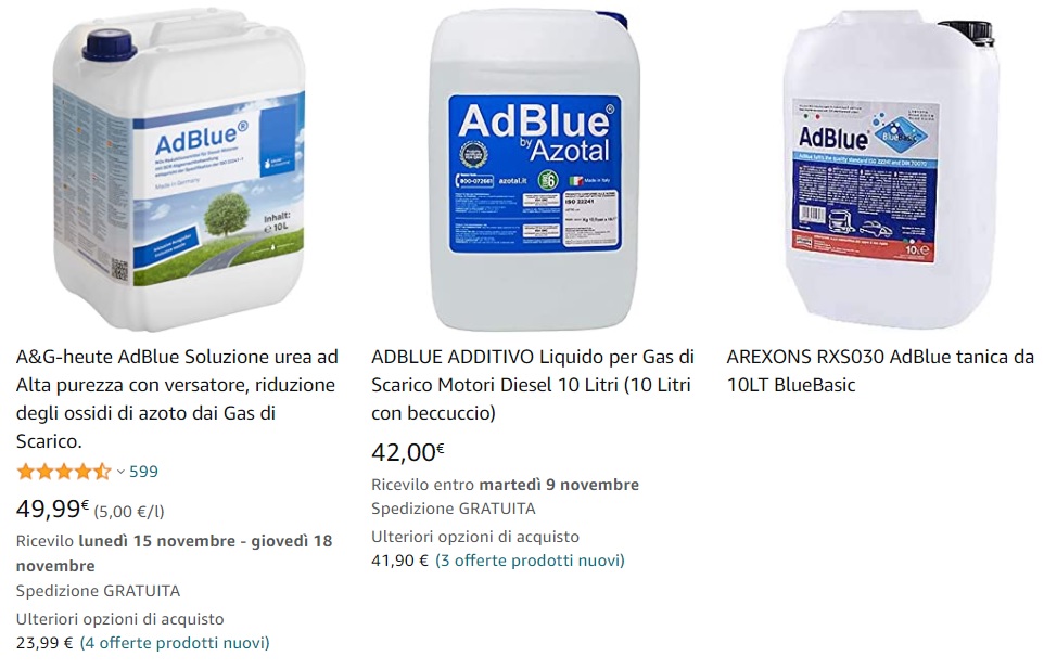 Prezzo AdBlue auto diesel tanica 10 litri