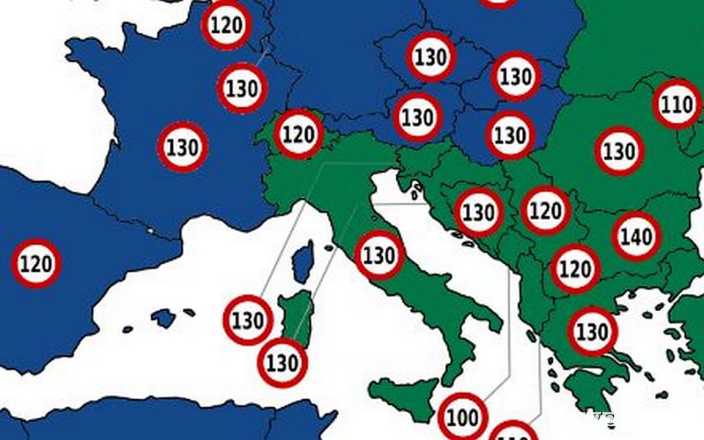 I limiti di velocità massimi sulle autostrade in Europa