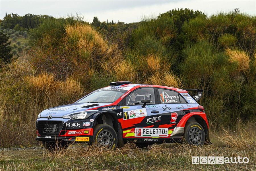 Andrea Crugnola con la Hyundai i20 R5 al Rally Liburna Terra 2021