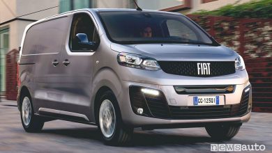Vista di profilo nuovo Fiat Scudo su strada