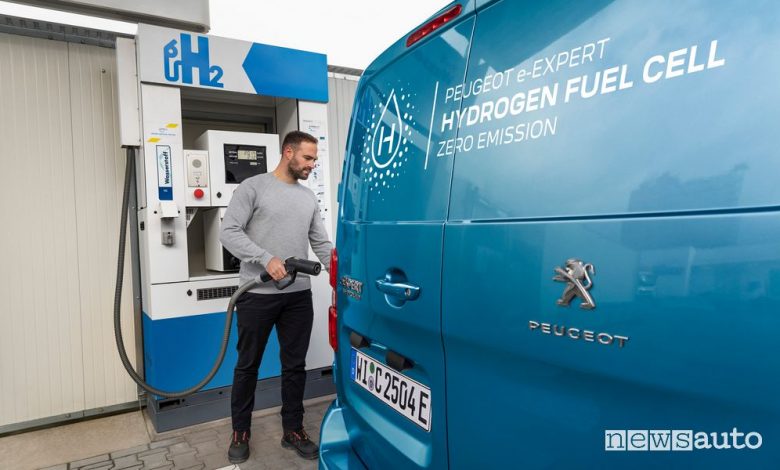 Rifornimento idrogeno Peugeot e-Expert Hydrogen