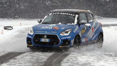 Suzuki Swift Sport Hybrid Rally Italia Talent pista di Busca con la neve