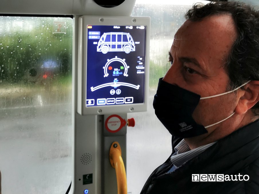 TIM Navetta guida autonoma Navya pannello di controllo e supervisore