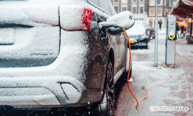 Auto elettriche e freddo ricarica sotto la neve